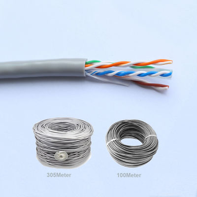Cáp Ethernet Lan UTP Cat6 100m Dây xoắn đồng rắn màu xám